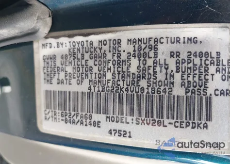 1997 Toyota Camry Ce/Le/Xle из США, поврежденный, VIN 4T1BG22K4VU018642